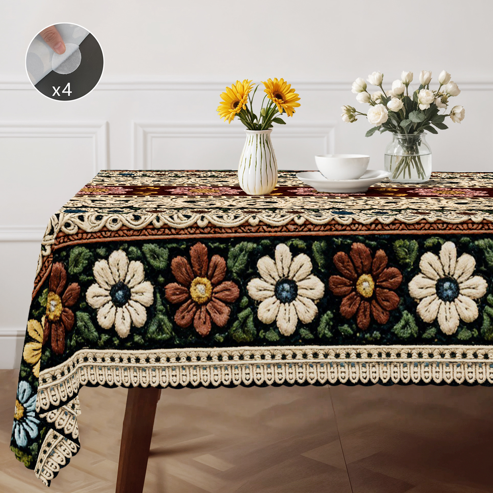 Vintage Floral-Themed Tableclo - Vintage Coffee Equipment reseña y precio