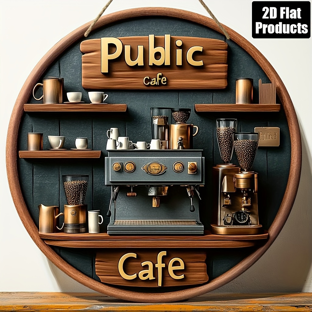 2D Flat, 1pc Vintage Round Woo - Vintage Coffee Equipment reseña y precio