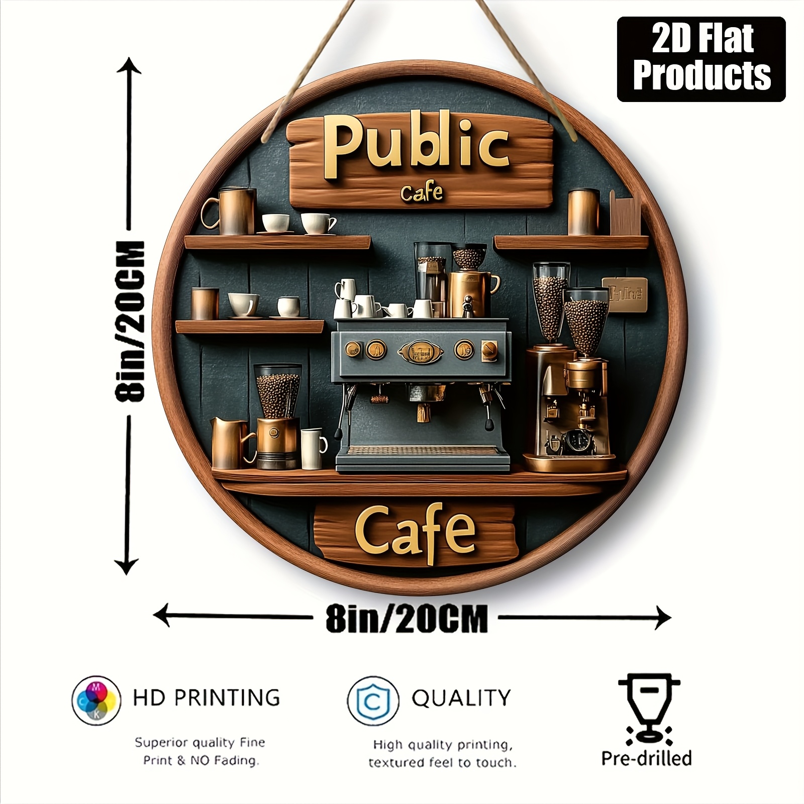 2D Flat, 1pc Vintage Round Woo - Vintage Coffee Equipment reseña y precio
