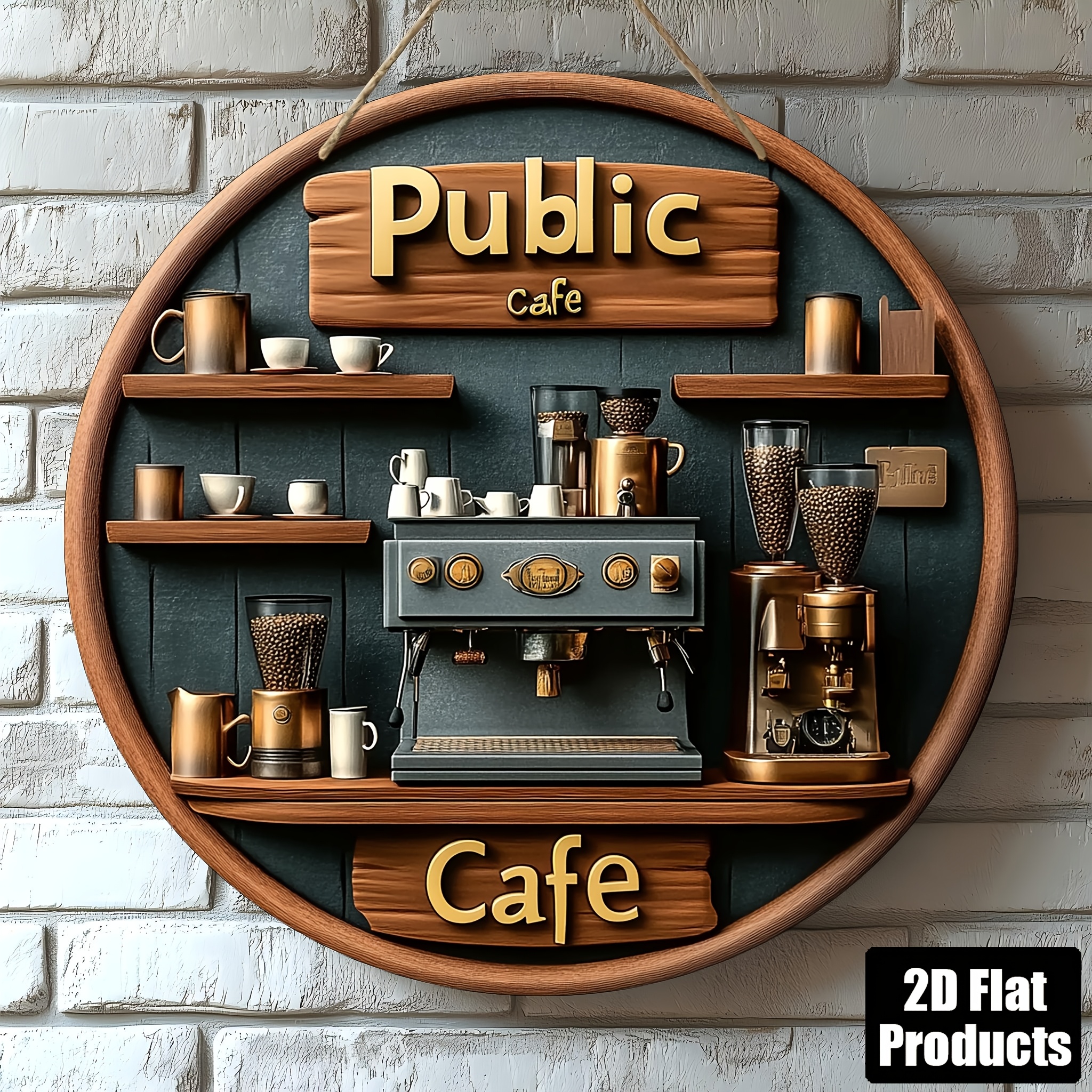 2D Flat, 1pc Vintage Round Woo - Vintage Coffee Equipment reseña y precio